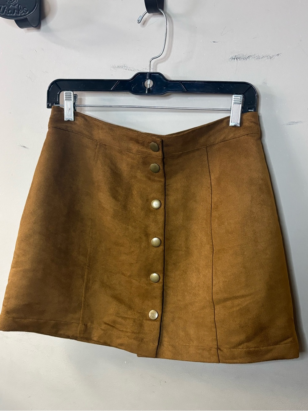 Old Navy size 2 Faux Suede snap Front Mini Skirt - Cognac Brown